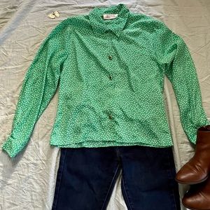 Vintage Josephine Green Polka Dot Shirt